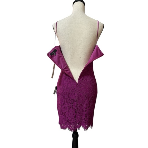 Lulus Keep It Social Magenta Lace Bodycon Mini Dress Sz. Small - Picture 9 of 14